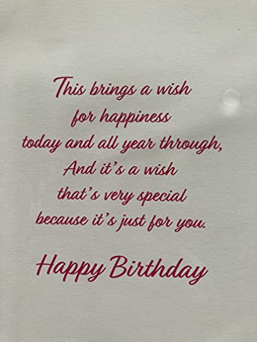 Ladies/Female Age 90 90th Ninety Ninetieth Happy 90th Birthday Card Multi Flowers/Silver Vase/Pink Words Foil Detail(PH47335A)