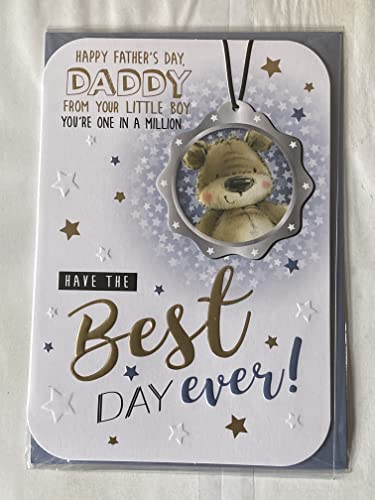 Happy Father's Day Daddy From Your Little Boy You're One In A Million Have The Best Day Ever! Fathers Day Card Teddy/Words/Stars Foil Detail(KI43537)