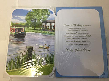 To A Special Dad On Your 80th Birthday Card Age 80 Eighty Water Scene/Barge 3D/Foil Detail(PRELUDE45519)