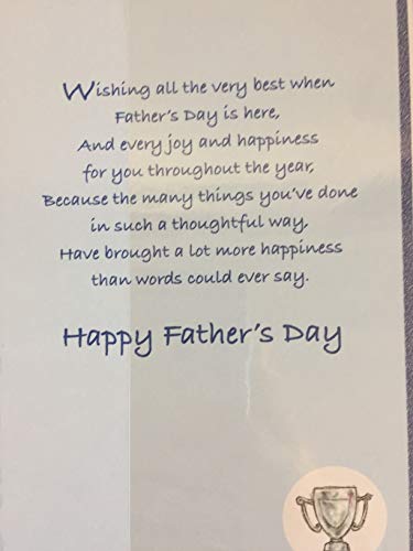 To The Best Dad In The World On Father's Day Fathers Day Card Blue/White/Silver Teddy/Trophy/Football Foil Detail(SS31117A)