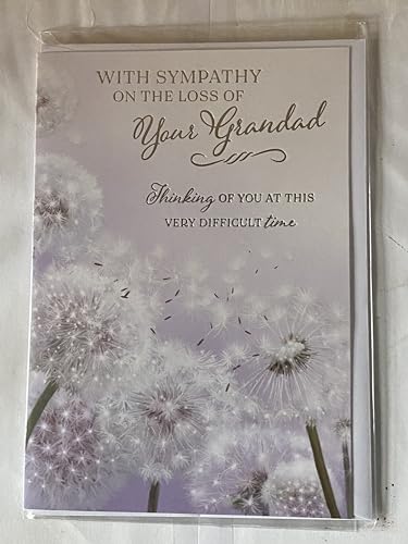 With Sympathy On The Loss of Your Grandad Sympathy Card Condolence White Flowers/Silver Words Foil Detail(PH48416A)