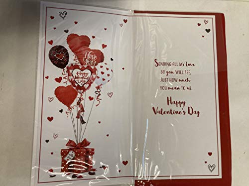 With Love to My Wife Happy Valentine's Day Valentines Day Card Present/Heart Balloons/Words 3D/Foil Detail (PRELUDE46681)