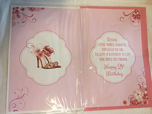 To A Fabulous Daughter On Your 21st Birthday Card Age 21 21st Twenty-One White/Pink Lady/Flowers 3D/Glitter/Foil Detail(PRELUDE44060)