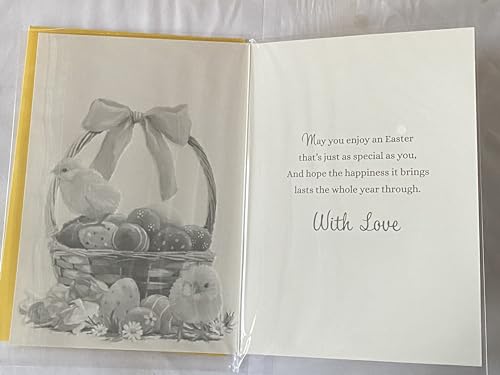 With Love, Mam At Eastertime Easter Card Easter Basket/Multi Easter Eggs/Chicks/Multi Flowers Foil Detail(PH47786A)