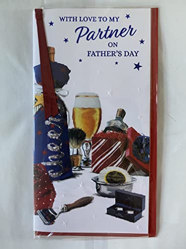 With Love To My Partner On Father's Day Fathers Day Card Beer/Gifts Ribbon/Foil Detail(PRELUDE48133)