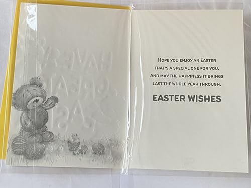 Special Wishes To All Of You Have A Great Easter Card Teddy/Easter Eggs/Multi Words Foil Detail(PH47782E)