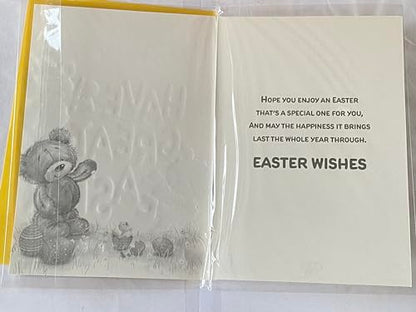 Special Wishes To All Of You Have A Great Easter Card Teddy/Easter Eggs/Multi Words Foil Detail(PH47782E)