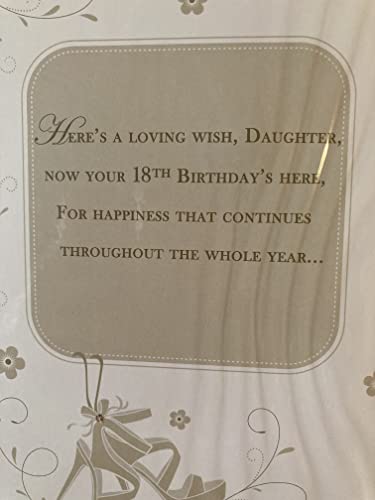 You're 18 Today Daughter Have A Fabulous Birthday Card Age 18 18th Eighteen Eighteenth White/Gold Words Gems/Foil Detail(PRELUDE39557)