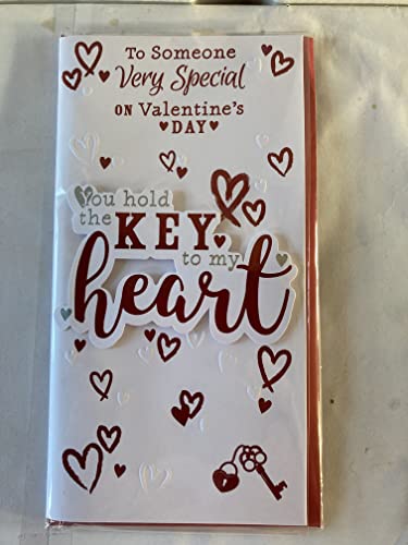 To Someone Very Special On Valentine's Day You Hold The Key To My Heart Valentine's Day Valentines Day Card White/Red Hearts/Words 3D/Foil Detail (PRELUDE43039)