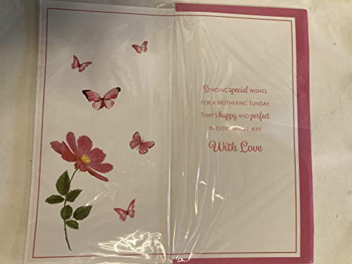 With Love On Mothering Sunday You're So Special Mother's Day Mothers Day Card Pink Flower/Butterflies 3D/Glitter/Foil Detail(PRELUDE47142)