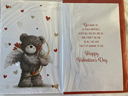 Happy Valentine's Day To My Partner I'm So Lucky That I Found You Valentine's Day Valentines Day Card Cupid Teddy/Hearts 3D/Foil Detail (PRELUDE47556)