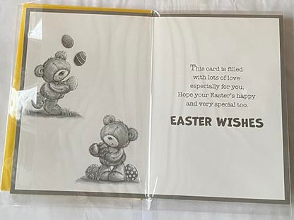 To A Fantastic Great-Grandson Sending Easter Wishes Have A Cracking Time! Easter Card Teddies/Multi Words/Multi Easter Eggs Foil Detail (PH49853A)