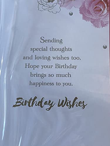 Birthday Wishes For A Special Daughter Have A Wonderful Day Birthday Card Pink/White/Gold Roses/Stripes 3D/Foil Detail(PRELUDE42981)