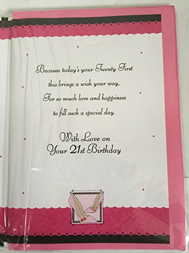 Happy 21st Birthday Daughter Birthday Card Age 21 Twenty-One Pink/Black Dress/Shoes/Bag 3D/Foil/Ribbon Detail(PRELUDE31752)