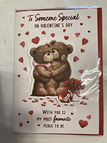 To Someone Special On Valentine's Day Valentines Day Card Teddies/Red Hearts/Red Roses 3D/Foil Detail(PRELUDE46678)