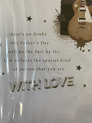 To A Wonderful Step-Dad Happy Father's Day Enjoy Your Day Father's Fathers Day Card Guitar/Drums/Words Ribbon/Foil Detail(PRELUDE48132)