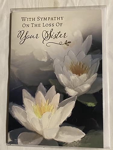 With Sympathy On The Loss of Your Sister Sympathy Card Condolence Big White Lilies Foil Detail(NC-VA222A)