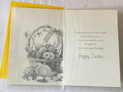 To All The Family At Easter Card Easter Basket/Multi Easter Eggs/Chick/Daffodils Foil Detail(PH47786E)