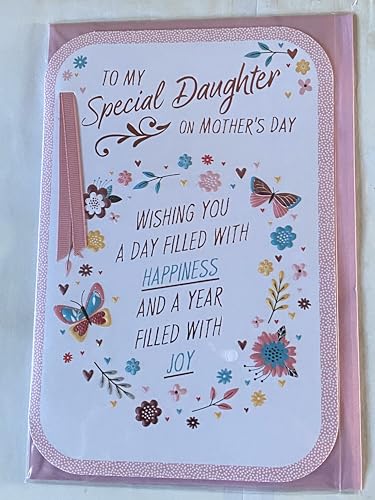 To My Special Daughter On Mother's Day Mothers Day Card Multi Butterflies+Flowers/Words Ribbon/Foil Detail(PRELUDE49805)