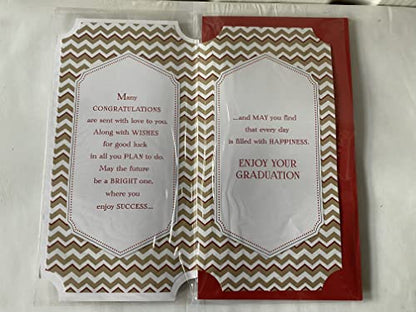 Congratulations Nephew You Did It Well Done You've Graduated Time To Celebrate Graduation Card Gold/White-Zigzags/Words/Hat 3D/Glitter/Foil Detail(PRELUDE41563)