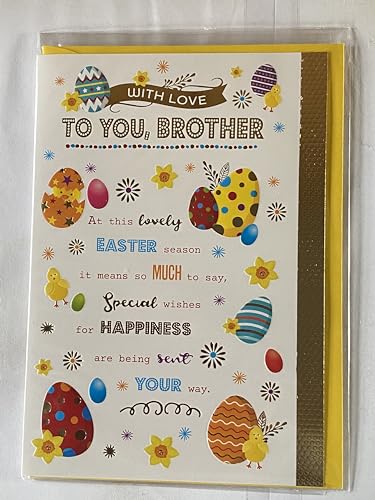 With Love To You Brother Easter Card Multi Words/Multi Easter Eggs Foil Detail(PH48822E)