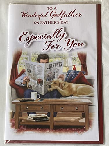 To A Wonderful Godfather On Father's Day Especially for You Fathers Day Card Man Relaxing/Dog 3D/Foil Detail(PRELUDE45785)