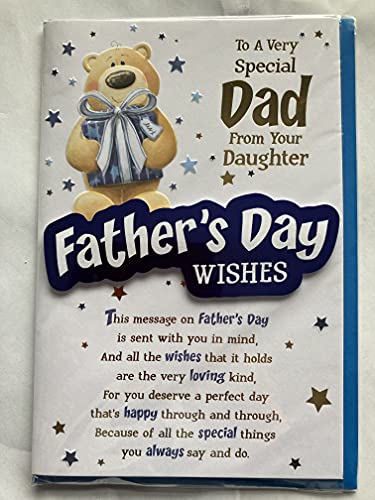 To A Very Special Dad from Your Daughter Father's Day Wishes Fathers Day Card Teddy/Blue Present/Words 3D/Foil Detail(PRELUDE43556)