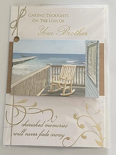 Caring Thoughts On The Loss Of Your Brother Sympathy Card Condolence Rocking Chair/Seaview/Gold Words 3D/Foil Detail(PRELUDE42917)