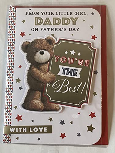 From Your Little Girl Daddy On Father's Day You're The Best! With Love Fathers Day Card Teddy/Stars 3D/Foil Detail(PRELUDE48125)