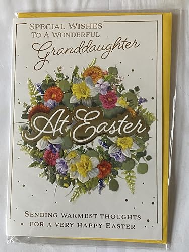 Special Wishes To A Wonderful Granddaughter At Easter Card Easter Wreath/Gold Words Foil Detail(PH49854A)