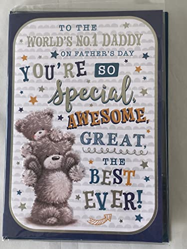 To The World's No.1 Daddy On Father's Day You're So Special Awesome Great The Best Ever! Fathers Day Card Teddies/Words/Stripes/Stars Foil Detail(KI48122)