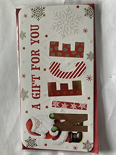 A Gift for You Niece Christmas Money/Gift Card Wallet+Envelope Cute Santa/Red+Gold Words(BGC-47205)