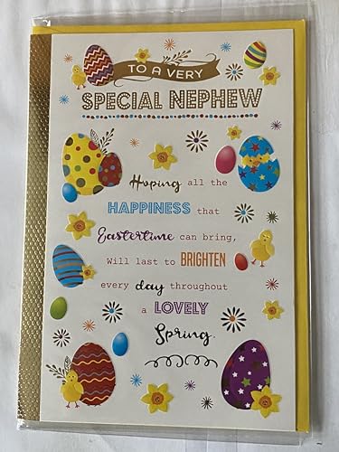 To A Very Special Nephew Easter Card Multi Words/Multi Easter Eggs Foil Detail(PH48822A)