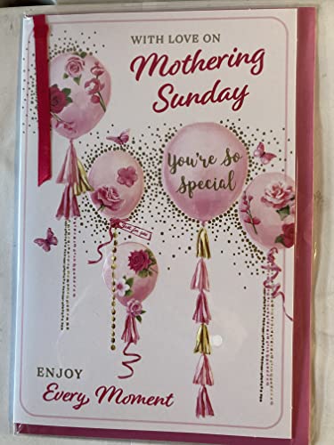 With Love On Mothering Sunday You're So Special Enjoy Every Moment Mother's Day Mothers Day Card Pink Balloons Ribbon/Foil Detail(PRELUDE47693)