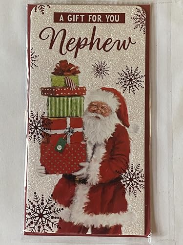 A Gift For You Nephew Christmas Money/Gift Card Wallet+Envelope Christmas Card Traditional Santa/Presents(BGC-48104)