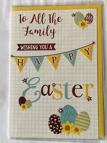 To All The Family Wishing You A Happy Easter Card Bunting/Squares/Easter Eggs Foil Detail(PH47785E)