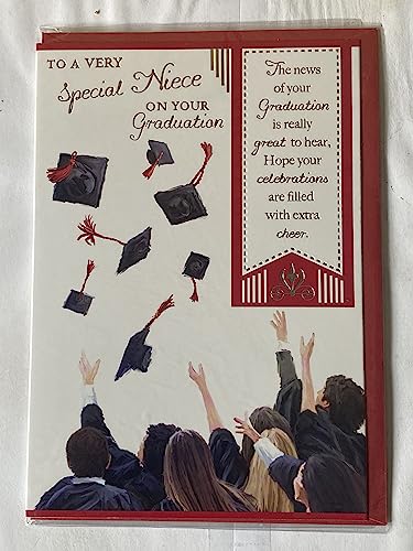 To A Very Special Niece On Your Graduation Card Graduated Well Done Graduates Throwing Hats/Silver Words Foil Detail(PH41557E)