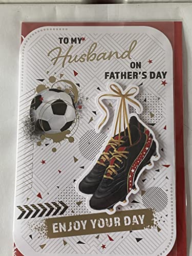 To My Husband On Father's Day Enjoy Your Day Fathers Day Card Football/Boots 3D/Foil Detail(PRELUDE48143)