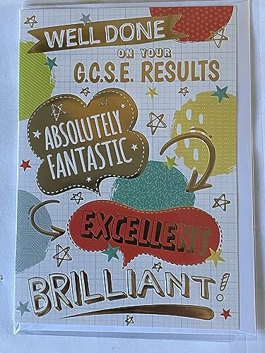 Well Done On Your G.C.S.E Results Absolutely Fantastic Excellent Brilliant! Card Well Done Passed Passing GCSE Exams Congratulations Multi Circles/Words Foil Detail(PH48883E)