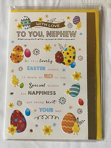 With Love To You Nephew Easter Card Multi Words/Multi Easter Eggs Foil Detail(PH48822E)