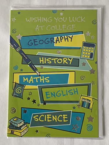 Wishing You Luck At College Card Good Luck Going To College Green-Blue/Yellow Words/Pictures Foil Detail(PH32177A)