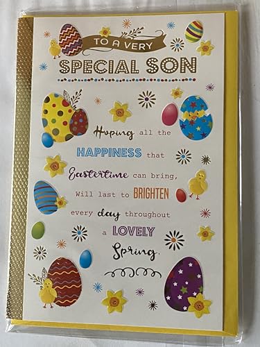 To A Very Special Son Easter Card Multi Words/Multi Easter Eggs Foil Detail(PH48822A)