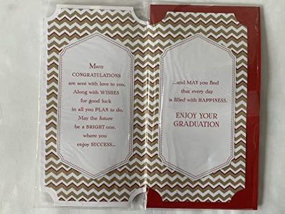 Congratulations Daughter You Did It Well Done You've Graduated Card Graduation Gold/Black/White Zigzags/Words 3D/Glitter/Foil Detail(PRELUDE41563)