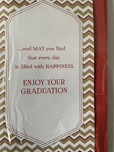 Congratulations Nephew You Did It Well Done You've Graduated Time To Celebrate Graduation Card Gold/White-Zigzags/Words/Hat 3D/Glitter/Foil Detail(PRELUDE41563)