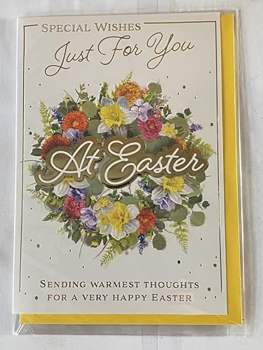 Special Wishes Just For You At Easter Card Open General Easter Wreath/Gold Words Foil Detail (PH49854A)