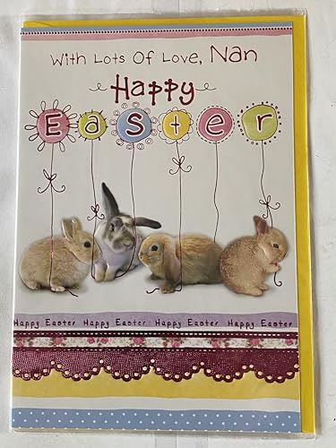 With Lots Of Love Nan Happy Easter Card Rabbits Foil Detail (PH35485A)