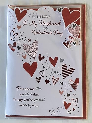 With Love To My Husband On Valentine's Day Valentines Day Card Hearts/Words 3D/Foil Detail (PRELUDE49597)