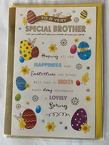 To A Very Special Brother Easter Card Multi Words/Multi Easter Eggs Foil Detail(PH48822A)