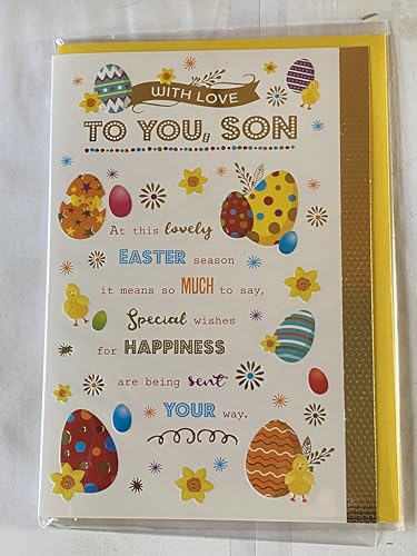 With Love To You Son Easter Card Multi Words/Multi Easter Eggs Foil Detail(PH48822E)