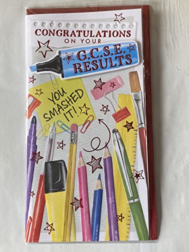 Congratulations On Your G.C.S.E Results You Smashed It! Card Passed Passing GCSE Exams Well Done Congratulations Multi Pencils/Pens 3D/Foil Detail(PRELUDE48893)